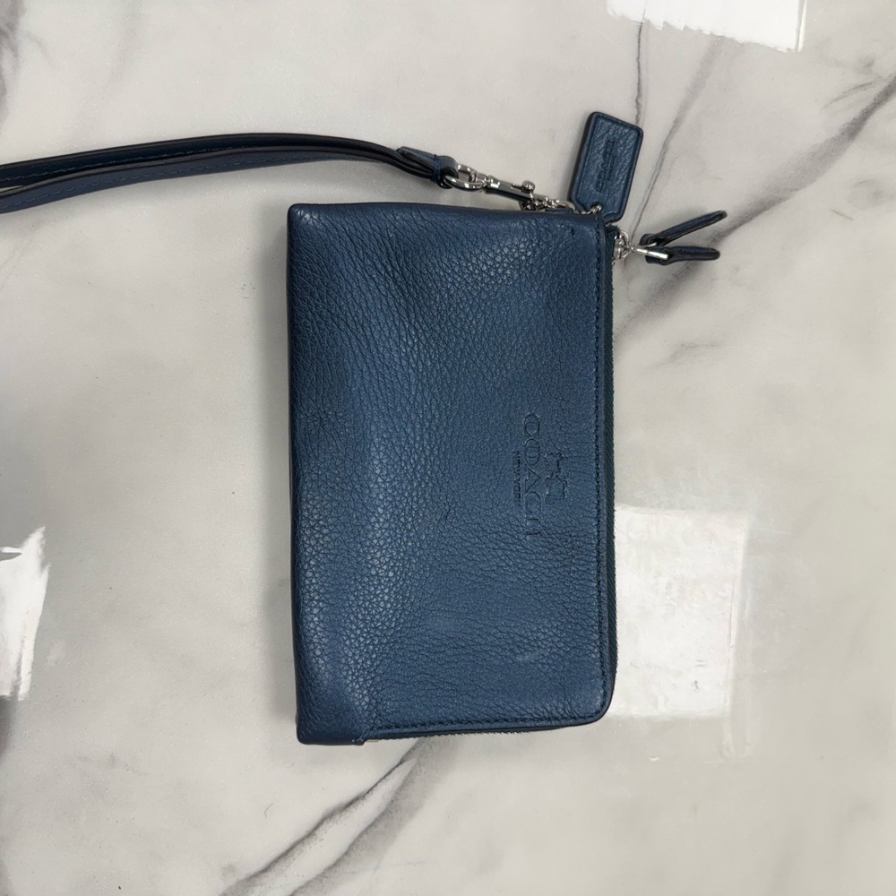 Coach Blue Leather Wristlet